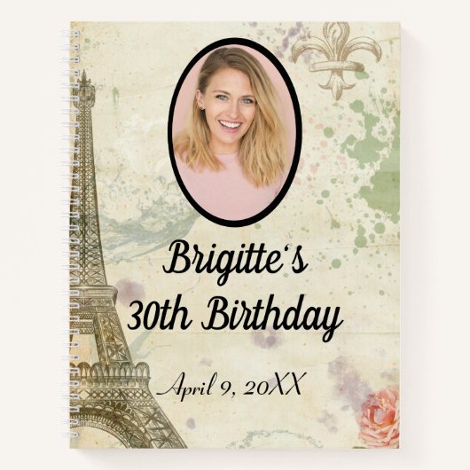 ヴィンテージパリジャンバースデーパーティーゲストブック ノートブック (正面)