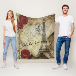 ヴィンテージパリスタイルデザイン フリースブランケット