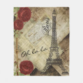 ヴィンテージパリスタイルデザイン フリースブランケット (正面)