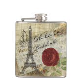 ヴィンテージパリスタイル – レッドローズ – バチェロレッテ フラスク (正面)