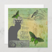 ヴィンテージパリスツアーオブチャットノワールコラージフラットカード (正面/裏面)