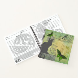 ヴィンテージパリスツアーオブチャットノワールコラージュレシピ ノートブック