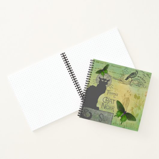 ヴィンテージパリスツアーオブチャットノワールコラージュレシピ ノートブック (内部)