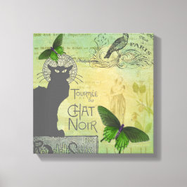 ヴィンテージパリスツアーオブチャットノワールコラージュ キャンバスプリント