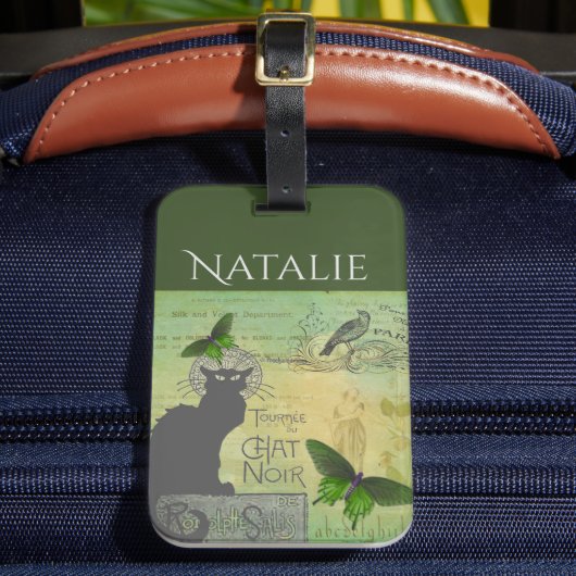 ヴィンテージパリスツアーオブチャットノワールコラージュ ラゲッジタグ (正面インサイチュ2)