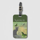 ヴィンテージパリスツアーオブチャットノワールコラージュ ラゲッジタグ (正面縦)