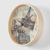 ヴィンテージパリスデクページランドマークスタイポグラフィラウンド 壁時計 (傾斜)