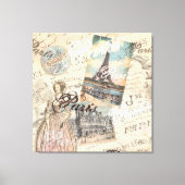 ヴィンテージパリスデクページランドマークスタイポグラフィ キャンバスプリント (正面)