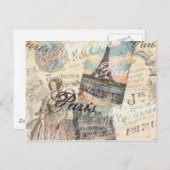 ヴィンテージパリスデクページランドマークスタイポグラフィ ポストカード (正面/裏面)