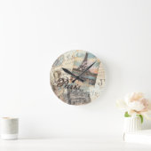 ヴィンテージパリスデクページランドマークスタイポグラフィ ラウンド壁時計 (ホーム)