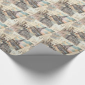 ヴィンテージパリスデクページランドマークスタイポグラフィ ラッピングペーパー (角)