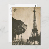 ヴィンテージパリスハガキエッフェルタワー ポストカード (正面/裏面)