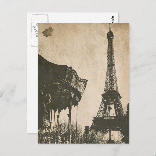 ヴィンテージパリスハガキエッフェルタワー ポストカード (正面/裏面)