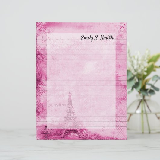 ヴィンテージパリスパーソナライズされたバレンタインの筆記用紙 (スタンド正面)