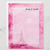 ヴィンテージパリスパーソナライズされたバレンタインの筆記用紙 (正面/裏面)