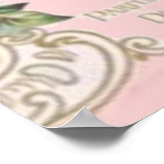 ヴィンテージパリスピンクローズファッション、かわいらしフローラアート ポスター (角)