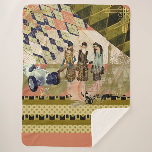 ヴィンテージパリスフラッパーシーン シェルパブランケット (正面)