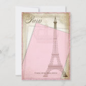 ヴィンテージパリスベビーシャワーピンクと金ゴールド 招待状 (裏面)