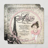 ヴィンテージパリスベビーシャワー 招待状 (正面/裏面)