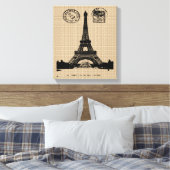 ヴィンテージパリスポストカードオンキャンバス キャンバスプリント (インサイチュ (寝室))