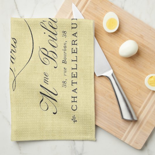 ヴィンテージパリスポストピンクローゼス キッチンタオル (四つ折り)