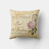 ヴィンテージパリスポストピンクローゼス クッション (裏面)