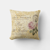 ヴィンテージパリスポストピンクローゼス クッション (正面)