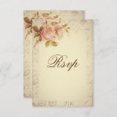 ヴィンテージパリスポストマークシックバラRSVP 出欠カード (正面/裏面)