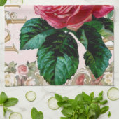 ヴィンテージパリタイポグラフィバラカントリーコテージ キッチンタオル (折り畳み)