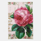 ヴィンテージパリタイポグラフィバラカントリーコテージ キッチンタオル (縦)