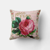 ヴィンテージパリタイポグラフィバラカントリーコテージ クッション (裏面)