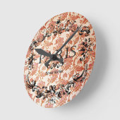 ヴィンテージパリダマスク ラウンド壁時計 (傾斜)