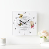 ヴィンテージパリテメドパーソナライズされた スクエア壁時計 (ホーム)