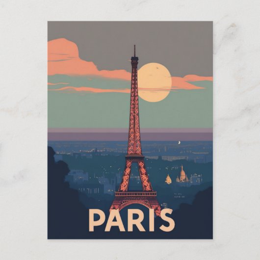 ヴィンテージパリトラベルエッフェルタワーレトロ ポストカード (正面)