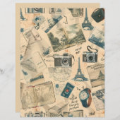 ヴィンテージパリトラベルデスティネーションスクラップブック紙 (正面/裏面)