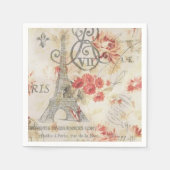 ヴィンテージパリパーティーフランスのボタニカルエッフェルタワー スタンダードカクテルナプキン (正面)