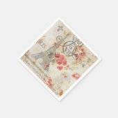 ヴィンテージパリパーティーフランスのボタニカルエッフェルタワー スタンダードカクテルナプキン (角)