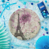 ヴィンテージパリパーティーフランスのボタニカルエッフェルタワー ペーパープレート (パーティー)