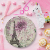 ヴィンテージパリパーティーフランスのボタニカルエッフェルタワー ペーパープレート (パーティー)