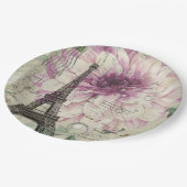 ヴィンテージパリパーティーフランスのボタニカルエッフェルタワー ペーパープレート (アングル)