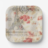 ヴィンテージパリパーティーフランスのボタニカルエッフェルタワー ペーパープレート (正面)