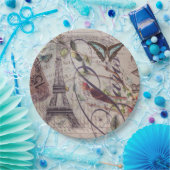 ヴィンテージパリパーティーフランスのボタニカルエッフェルタワー ペーパープレート (パーティー)