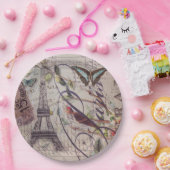 ヴィンテージパリパーティーフランスのボタニカルエッフェルタワー ペーパープレート (パーティー)
