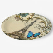 ヴィンテージパリパーティーフランスのボタニカルエッフェルタワー ペーパープレート (アングル)