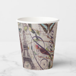 ヴィンテージパリパーティーフランスのボタニカルエッフェルタワー 紙コップ