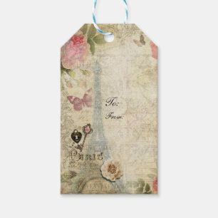 ヴィンテージパリピンクローズロック&鍵シック結婚ズ ギフトタグ