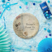 ヴィンテージパリピンクローズロック&鍵シック結婚ズ ペーパープレート (パーティー)