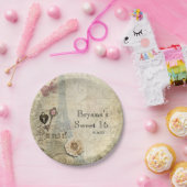 ヴィンテージパリピンクローズロック&鍵シック結婚ズ ペーパープレート (パーティー)