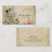 ヴィンテージパリピンクローズロック&鍵ブティックシック 名刺 (正面/裏面)