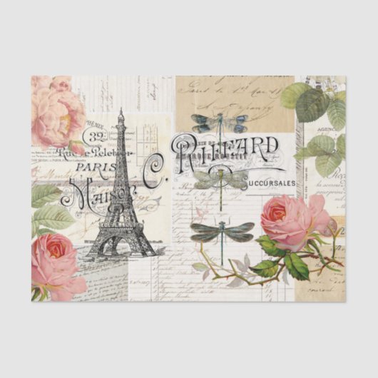 ヴィンテージパリピンクローゼスエフエメラティッシュペーパー 薄葉紙 (正面)